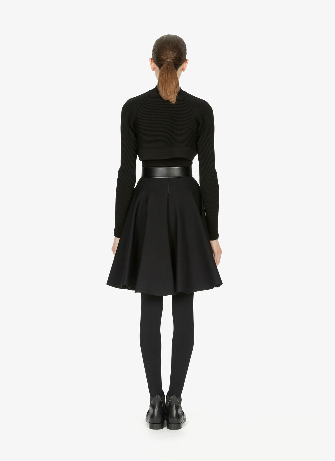 Wool-Blend Ribbed Bolero Jacket ALAÏA BLACK WOOL-BLEND RIBBED BOLERO JACKET